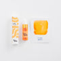 Fluoro orange product with packaging and color swatch on a white background