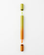 Two gradient-colored pens, one gold to green and the other gold to orange, on a white background.