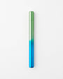 Gradient blue to green cylindrical object on a white background