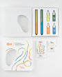 Ori highlighter products including highlighter, brush, and colorful packaging on a white background