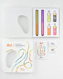 Ori product set including a highlighter, packaging, and colorful droppers on a white background
