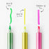 Three markers with labeled tips on a white background
