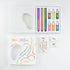 Ori highlighter set with colorful bottles, a white applicator, and branded packaging on a light gray background.