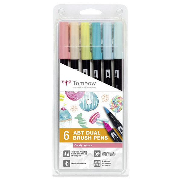 Tombow Dual Brush Pens - Candy Colours Pack of 6