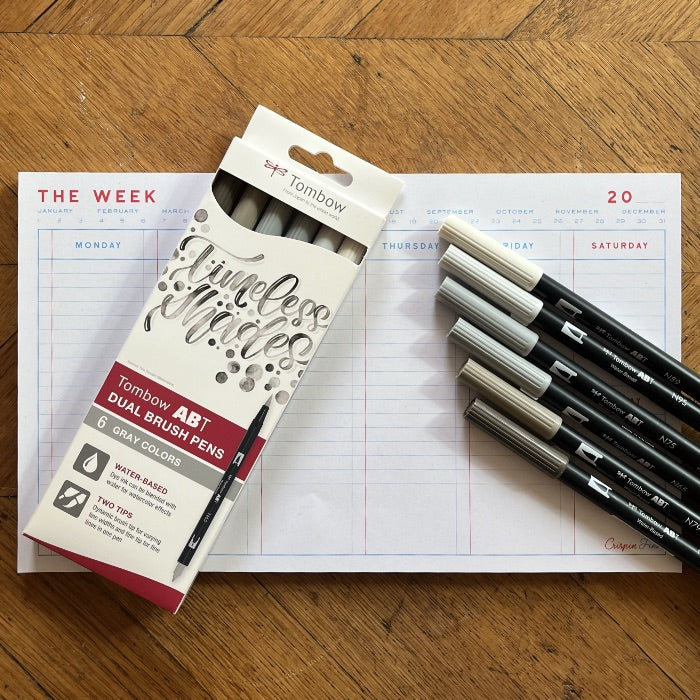 Tombow Dual Brush Pens Grey Colours