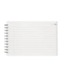 White notebook with a silver spiral binding on a white background