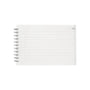 White notebook with a silver spiral binding on a white background