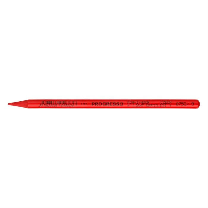 A red Progresso paint marker with black printed text, shown horizontally against a plain white background.