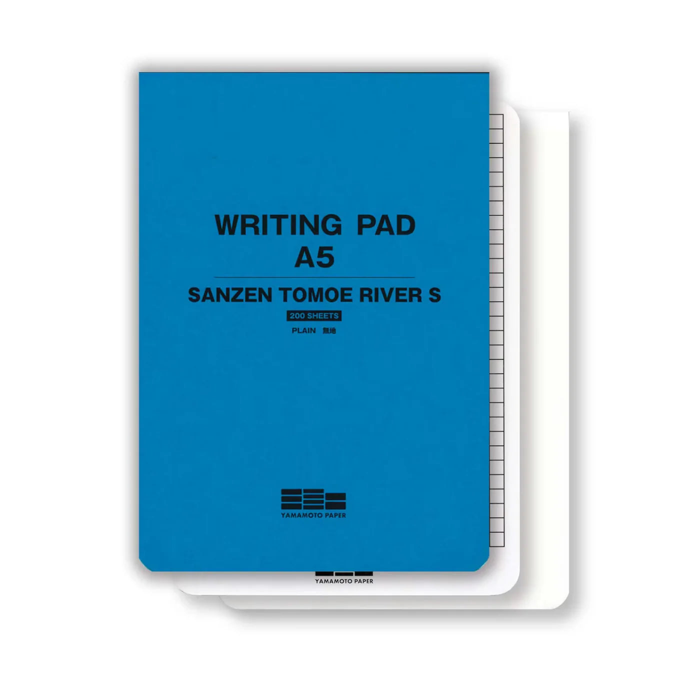 Blue writing pad A5 with text on a white background