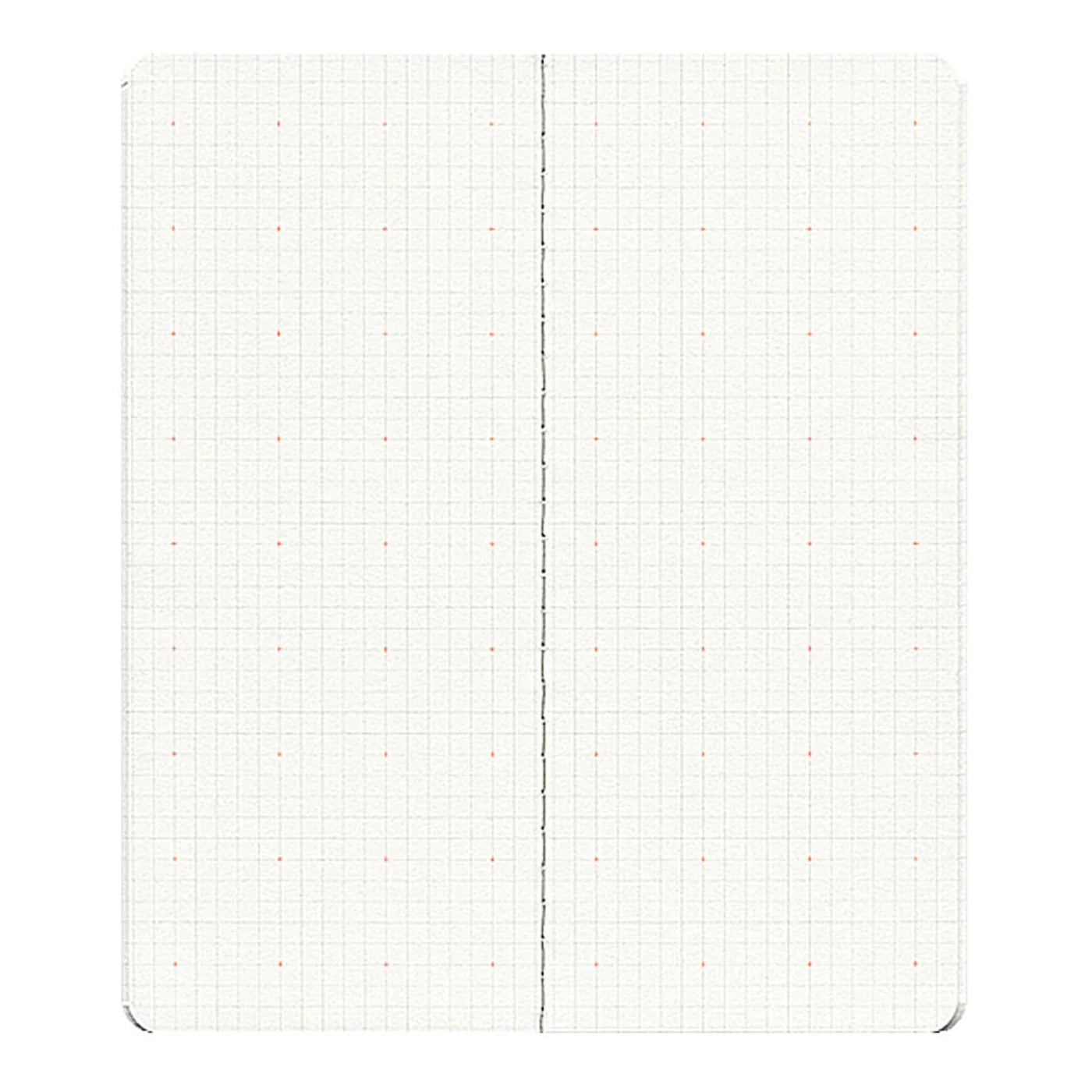 Notebook with grid and dot grid pages on a white background