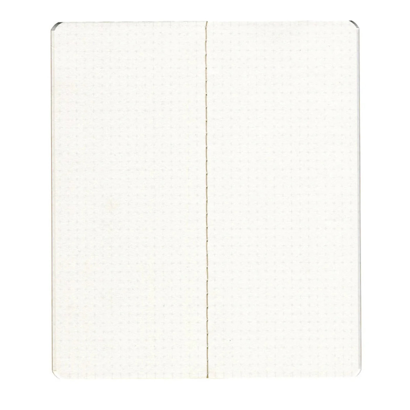 Blank white notebook with a single line down the center on a white background