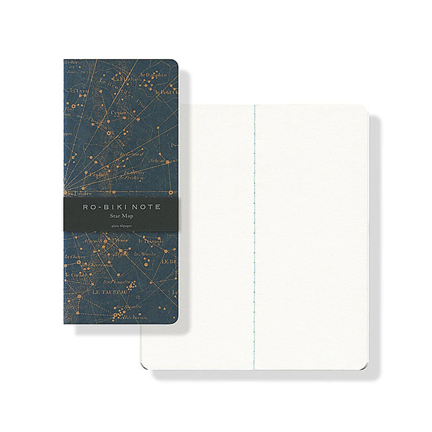 Notebook with star map design on cover and white interior pages