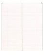 notebook with ruled paper on a white background