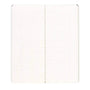 notebook with ruled paper on a white background