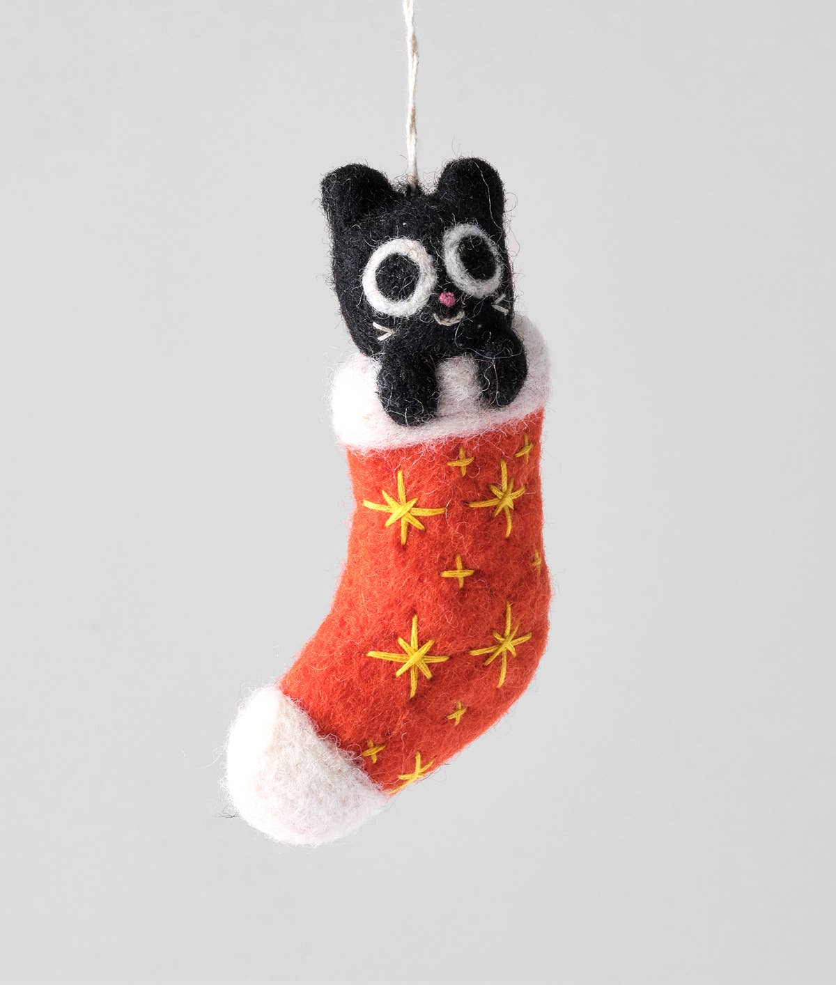 Viv Cat in Red Stocking Hanging Felt Ornament