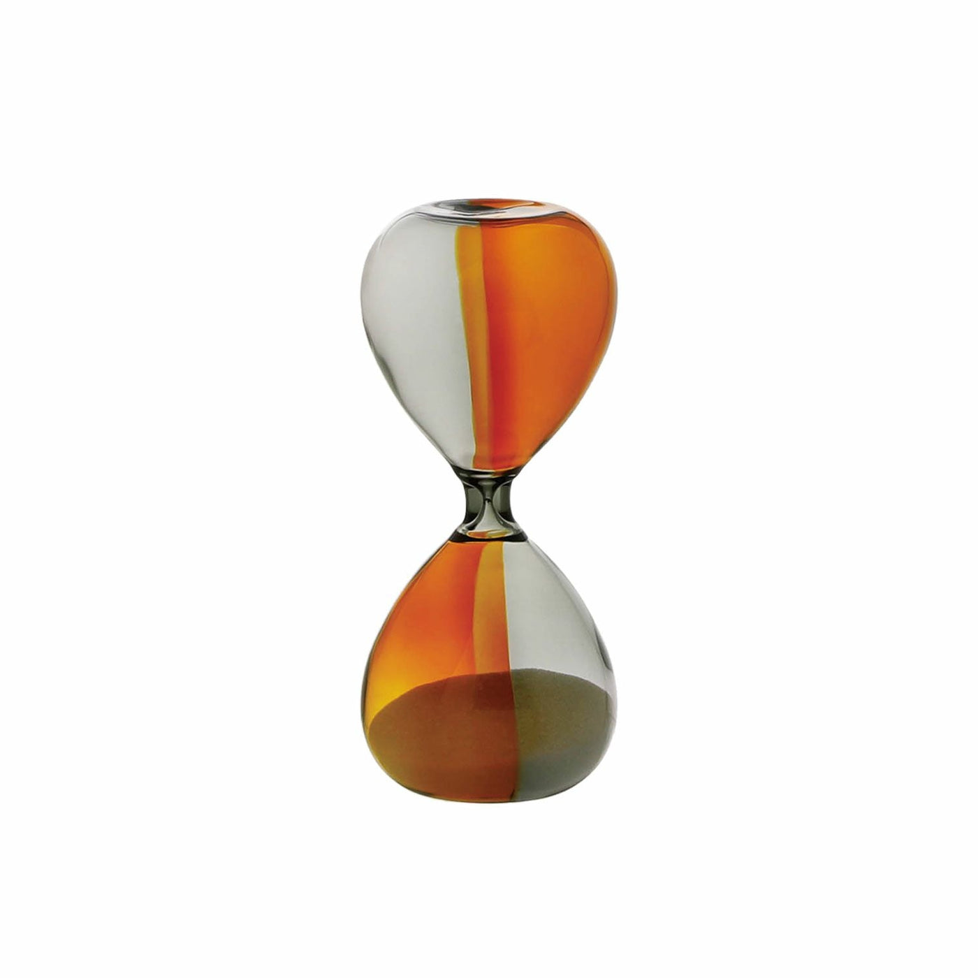 Colorful hourglass-shaped object on a white background