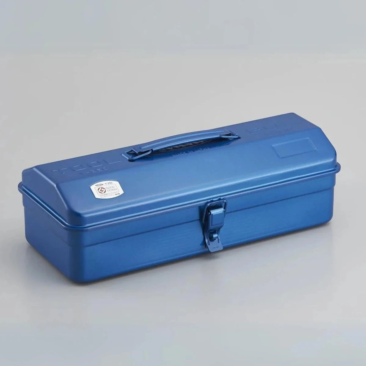Blue toolbox on a gray background