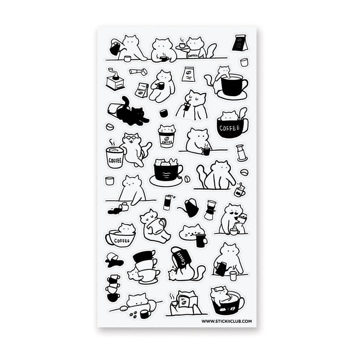 Caffeine Cats 1 Sticker Sheet