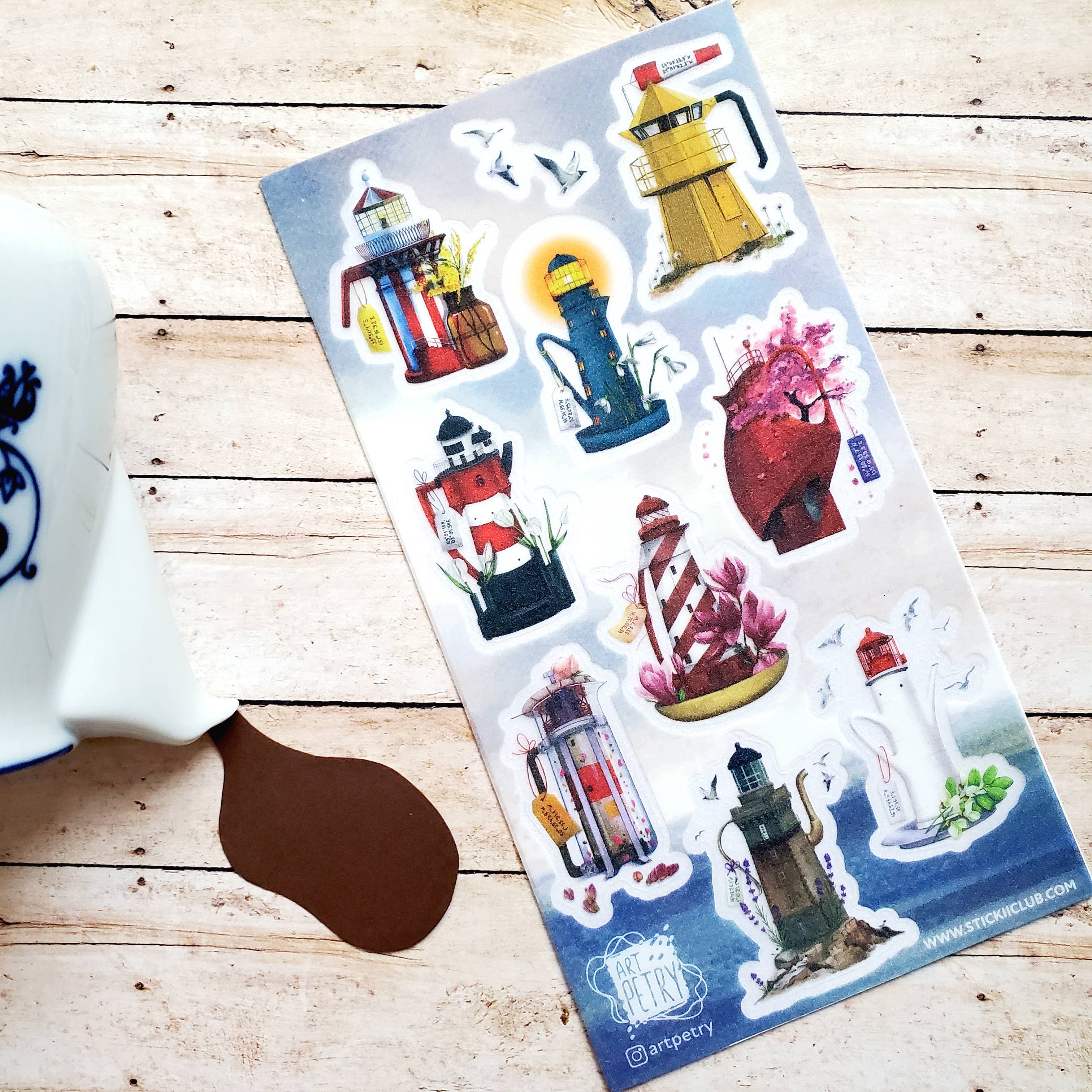 Teapot Lighthouses Sticker Sheet