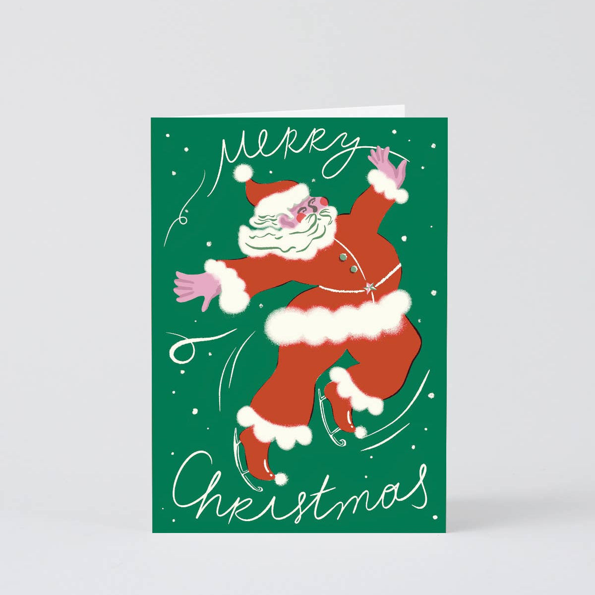 Ice Skating Santa Holiday Greeting Card