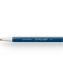 Pen with blue barrel and white grip on a white background