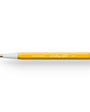 Pen with yellow barrel and white grip on a white background