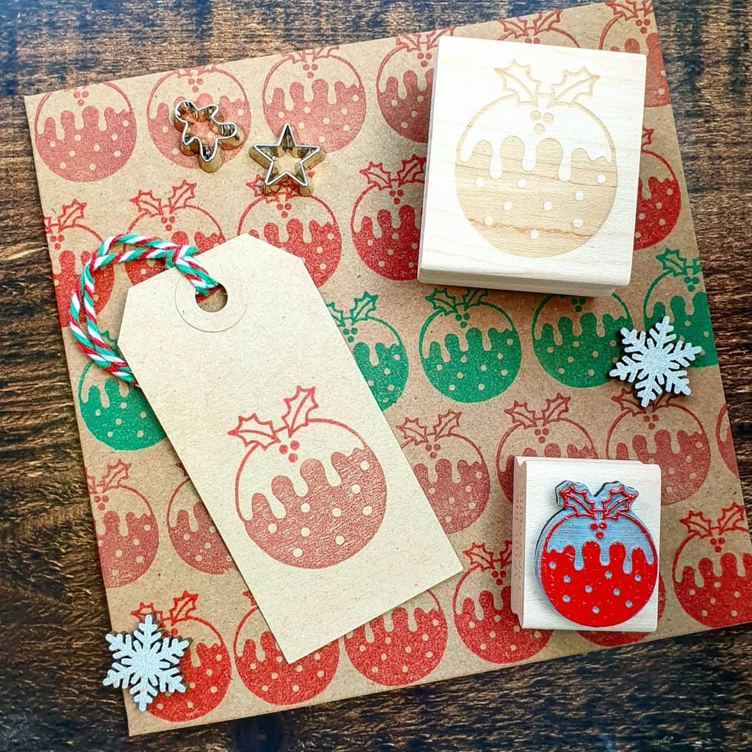 Christmas Figgy Pudding Rubber Stamp Stocking Stuffer