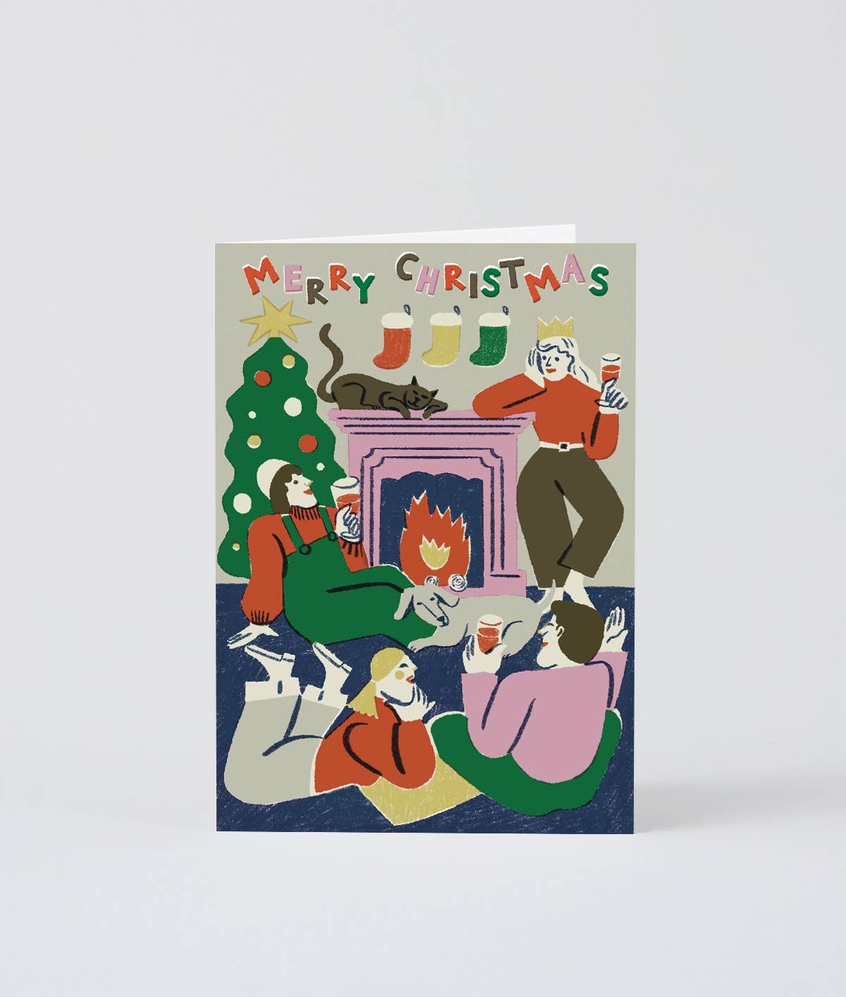 Merry Christmas Drinks and Friends Holiday Greeting Card