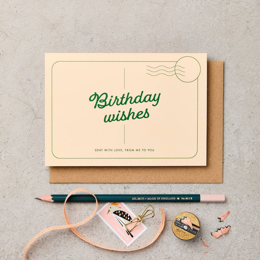 Postcard Birthday Wishes Greeting Card