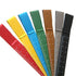 Set of colorful rulers with measurement scales on a white background