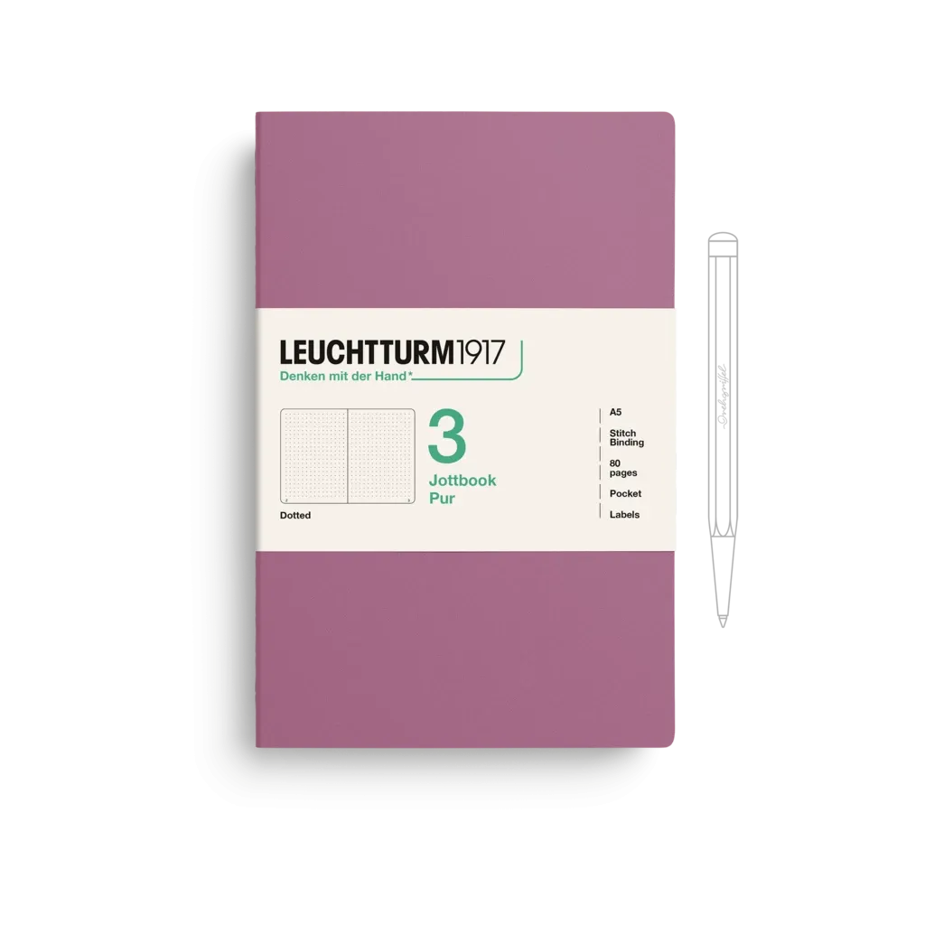 Purple notebook with white cover featuring Leuchtturm1917 branding on a white background