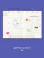 Calendar with monthly layout on a blue background
