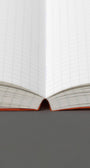 Open book with white pages on a white background