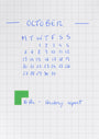 Handwritten October calendar on graph paper with a green square marking the 16th.