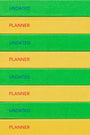 Stack of green and yellow planners with 'Undated Planner' text on each layer.