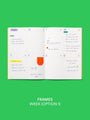 Weekly planner with text on a green background