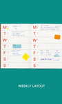 Weekly layout planner with days of the week on a teal background