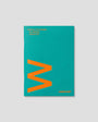 Teal planner with orange logo on a gray background