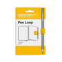 Leuchtturm1917 pen loop packaging with a yellow background and pen illustration.