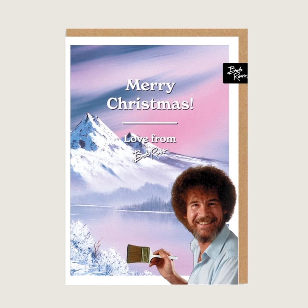 Bob Ross Winter Lake Merry Christmas Greeting Card