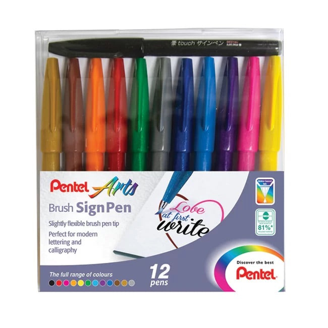 Brush Sign Pen Set of 12 - Basic Colours